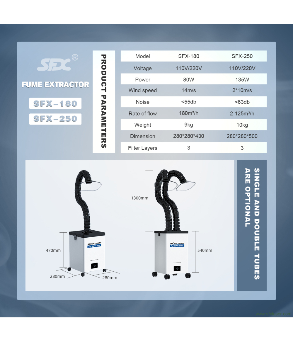 Extracteur de fumée SFX 80 W/135 W avec filtres à 3 étages purificateurs de fumée à aspiration forte Extracteur de fumée SFX 80 W/135 W avec filtres à 3 étages purificateurs de fumée à aspiration forte