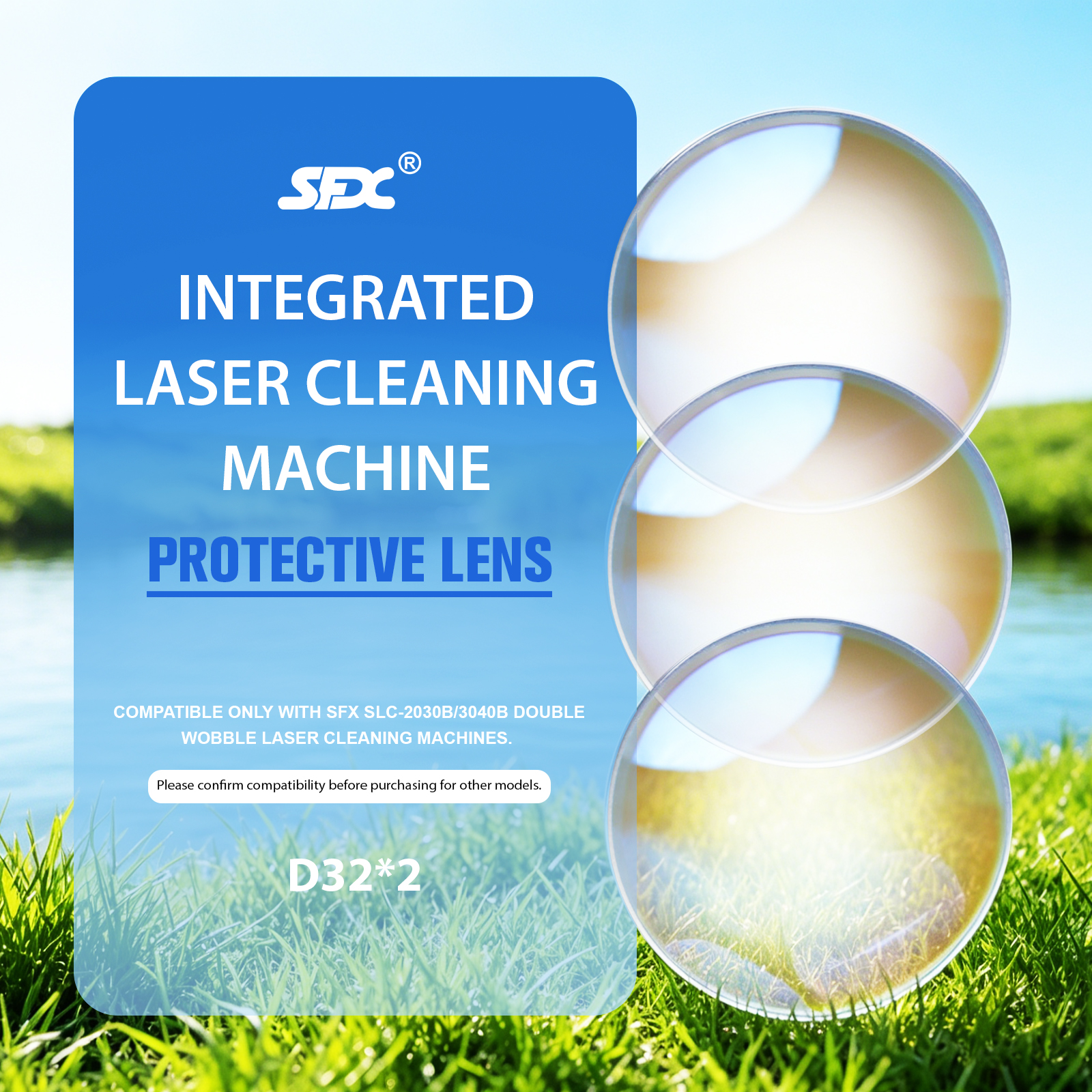 D32*2 SLC-2030B SLC-3040B Double Wobble Laser Cleaning Machine Protective Lens