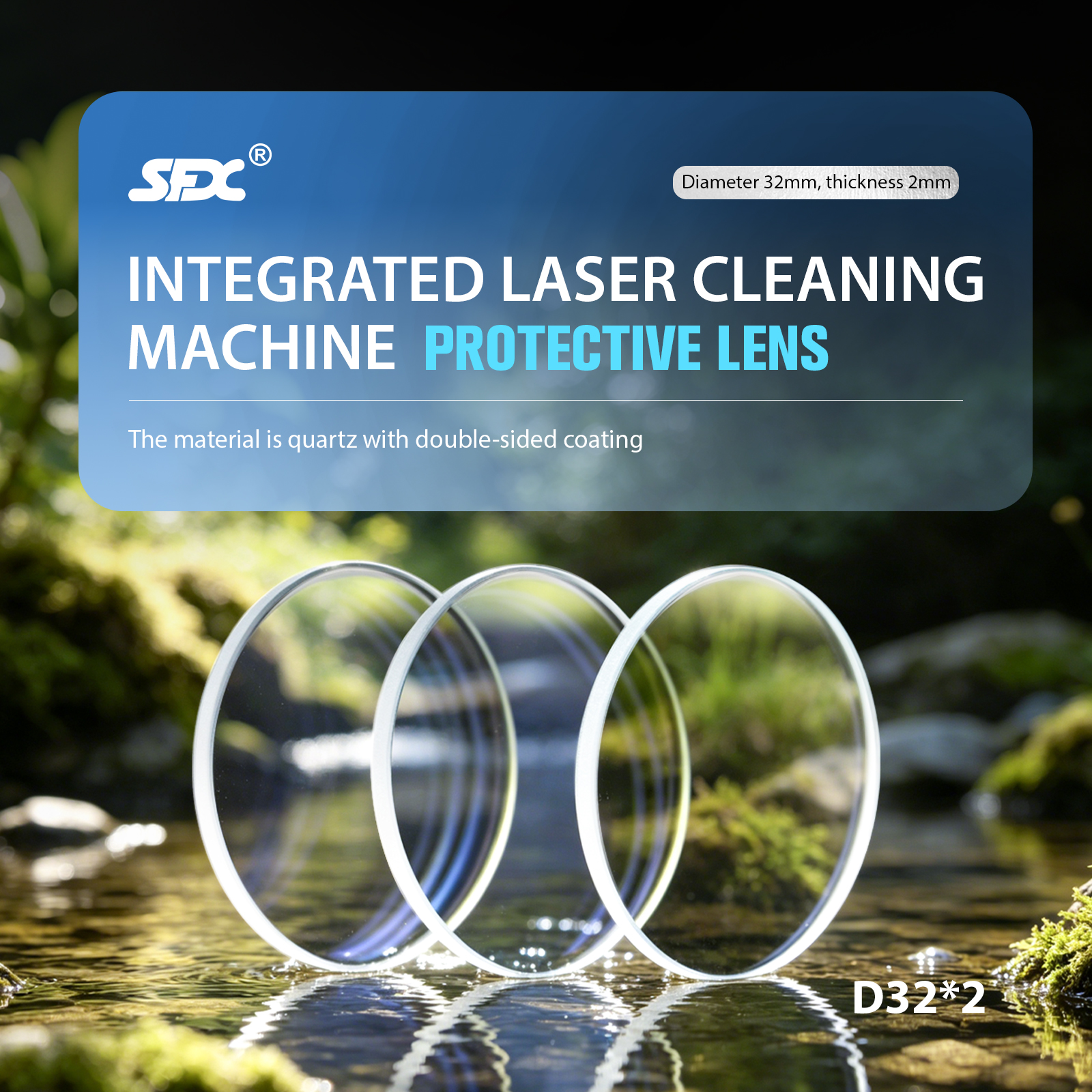 D32*2 SLC-2030B SLC-3040B Double Wobble Laser Cleaning Machine Protective Lens