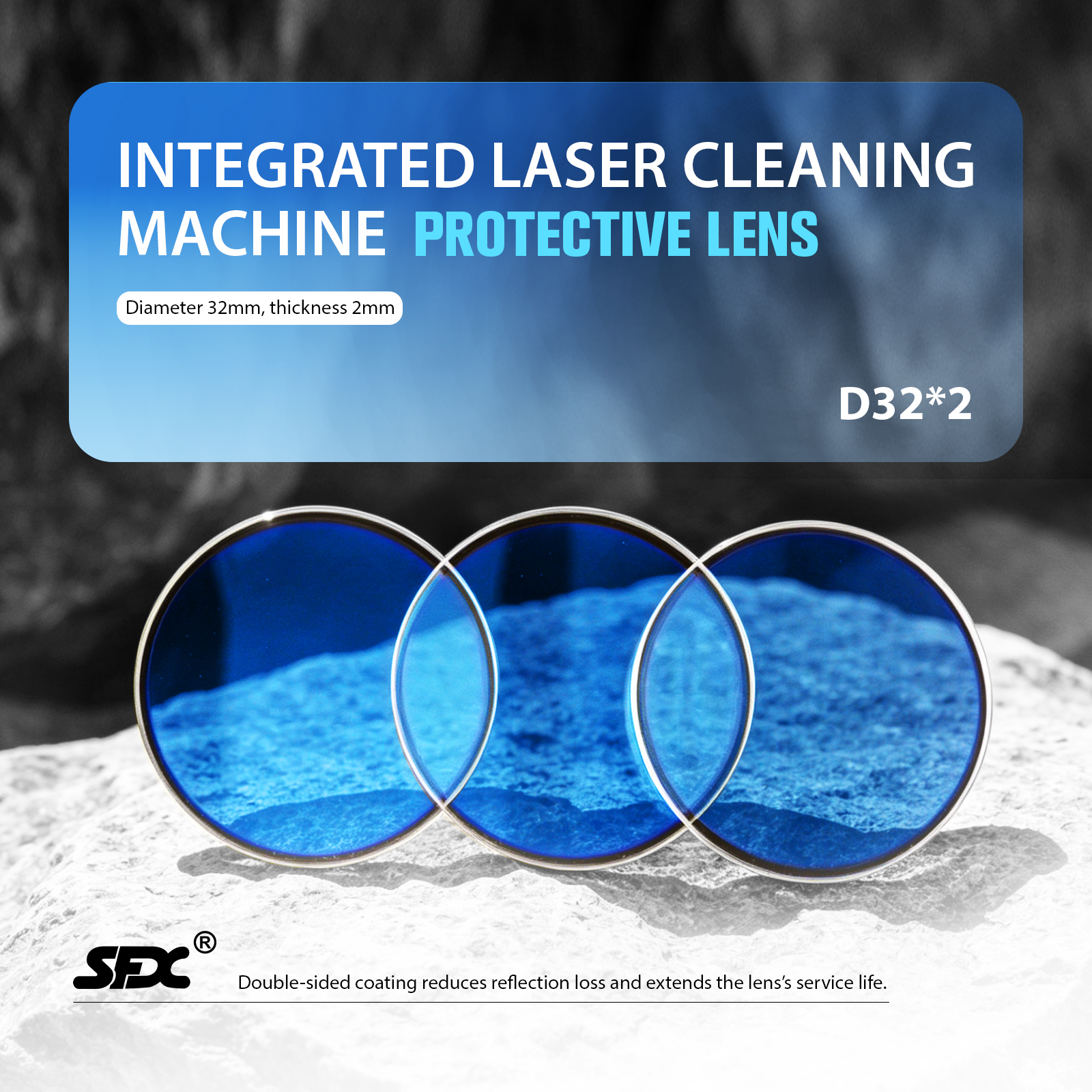 D32*2 SLC-2030B SLC-3040B Double Wobble Laser Cleaning Machine Protective Lens