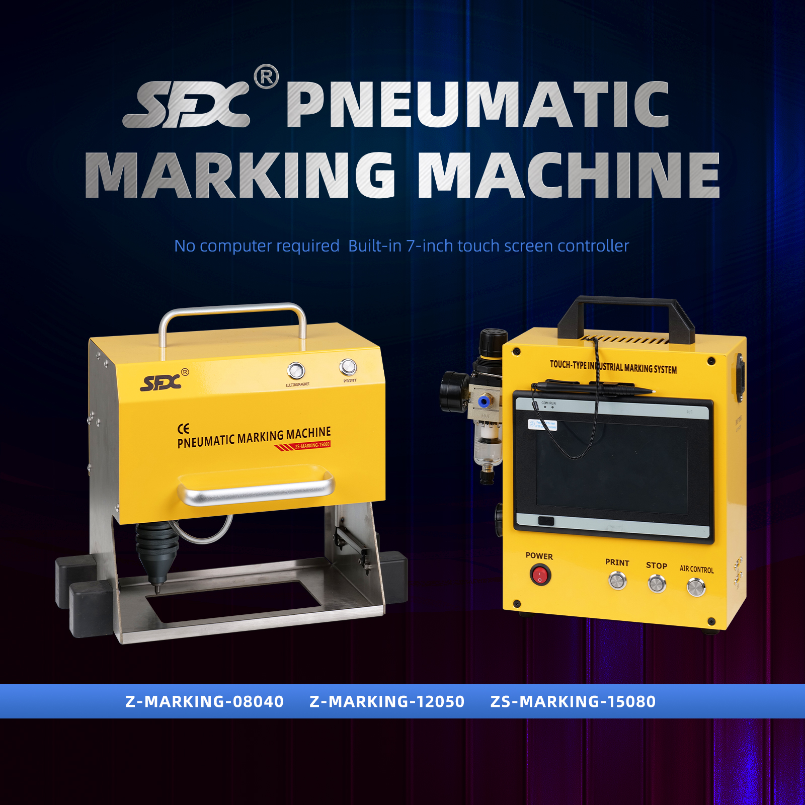 Pneumatic Marking Machine Pneumatic Dot Peen Marking Machine Touch Screen  110V