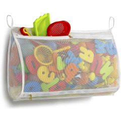 Нижняя молния и большая вместительная сумка для хранения игрушек для ванны для детей с 2 ​​боковыми карманами с прочными крючками