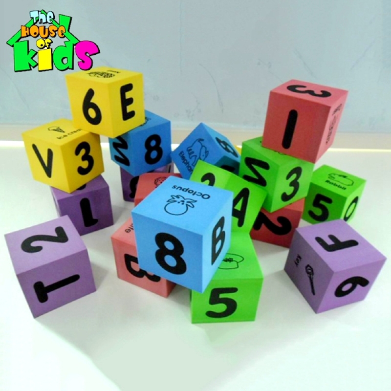 New design kids toys educational letter number eva foam dice