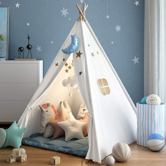 Палатка-вигвам для детей с ковриком - Игровая палатка для мальчиков и девочек, домашняя и уличная, тяжелая хлопковая парусиновая палатка, индийская