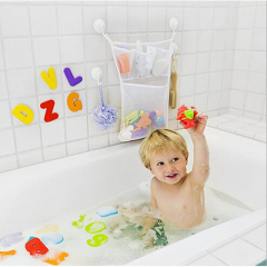 Лидер продаж Amazon, сетчатые мешки, быстросохнущая сетчатая сетка для ванны, массивный держатель для хранения детских игрушек, органайзер для игрушек для ванной с крючками для наклеек
