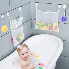 2 x Mesh Bath Toy Organizer set for Baby Shower Accessories with 6 Suction Hooks