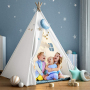Teepee Tent for Kids with Mat- Play Tent for Boy Girl Indoor & Outdoor Heavy Cotton Canvas Teepee tent indian
