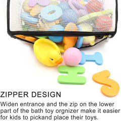 Mesh Bath Toy Organizer Multiple Ways to Hang Ultra Large Capacity & Large Opening Bathtub Baby Toy Storage Bag
