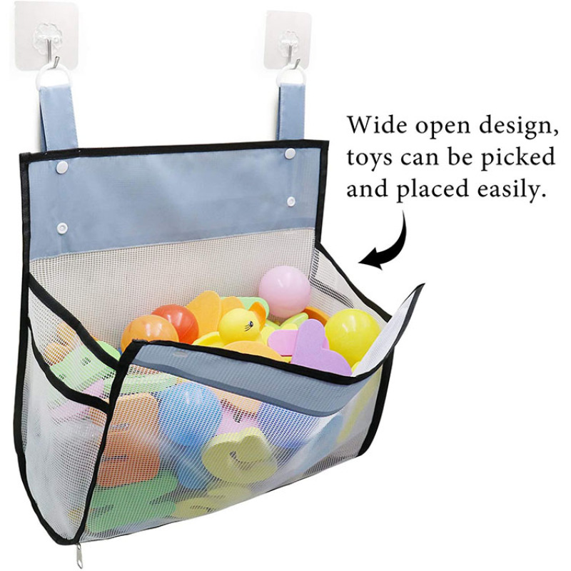 Mesh Bath Toy Organizer Multiple Ways to Hang Ultra Large Capacity & Large Opening Bathtub Baby Toy Storage Bag