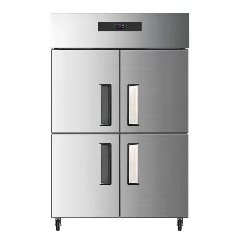 4 Doors Commercial Freezers Air Cooled Frost Free French Refrigerator Vertical Fresh-keeping Freezer Kitchen Freezer