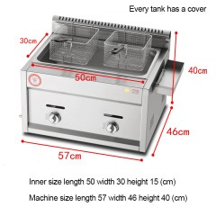 Hot Sale Pig Iron burner Stainless Steel Fries 2-3 Baskets LPG Gas Deep Fryer Potato French Fryers Machine with many Gifts