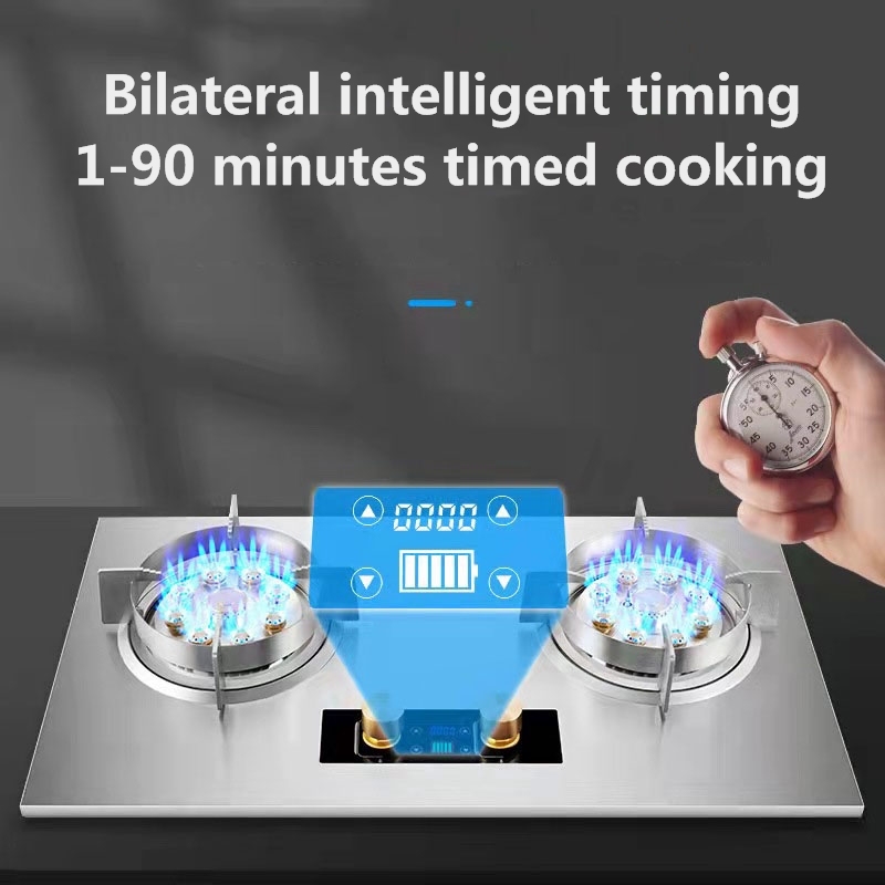 Factory price Gas Stove 2 Burner Table  Freestanding Cooktop Stainless Steel Gas Range Left Right Independent Timing