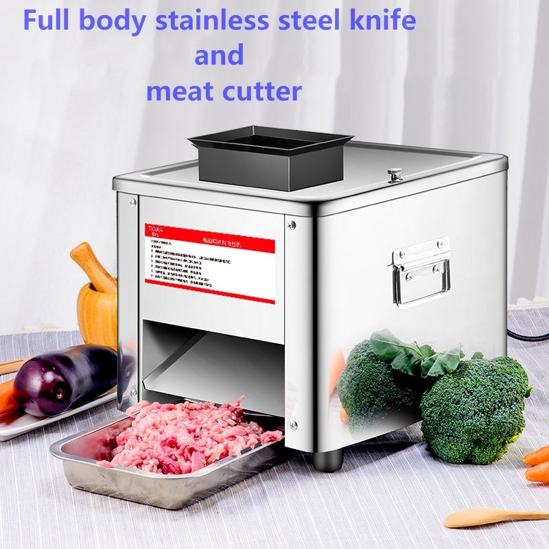 Electric Commercial Meat Cutter Machine Meat Slicer Shredder Mincing Machine Stainless Steel Table Meat Bowl Cutter