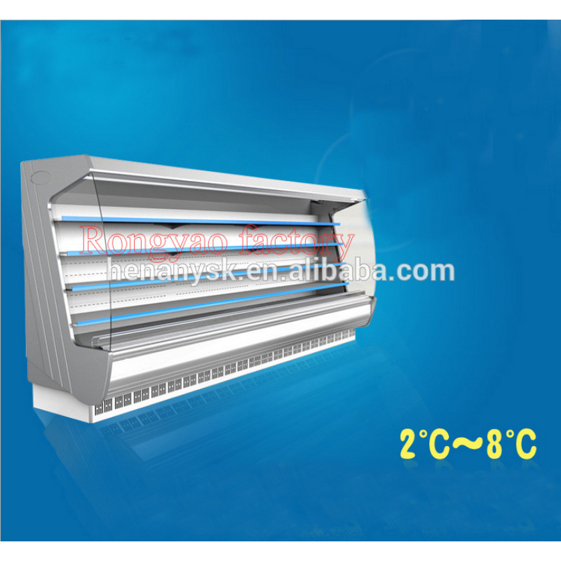 New Intelligent temp control can customized Supermarket vertical Fruit air curtain cabinet, Wind cold Storage display cabinet
