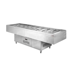 Энергосберегающие бутерброды Шкаф для свежих продуктов Горизонтальный холодильник с воздушным охлаждением морозильная камера Температура рабочего стола 0-10 DC