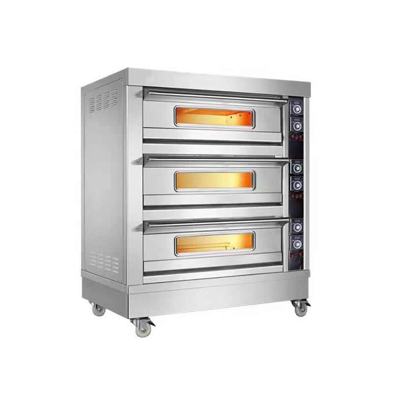 Commercial Stainless Steel Deck Oven With Steam 12-Tray 3 Deck Bakery Oven 2-Tray 1 Deck Gas or Electric