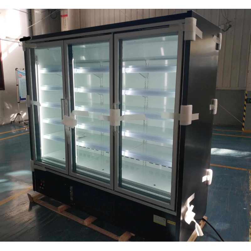 Hot Sale 3 4 doors  -16~-18C Commercial 3 Big Glass Door Vertical Upright Fridge Showcase Freezer