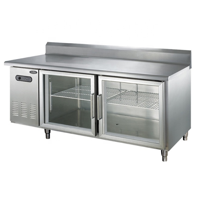 1.5m Worktable Refrigerator with Glass Under Counter Table Sandwich Prep Table