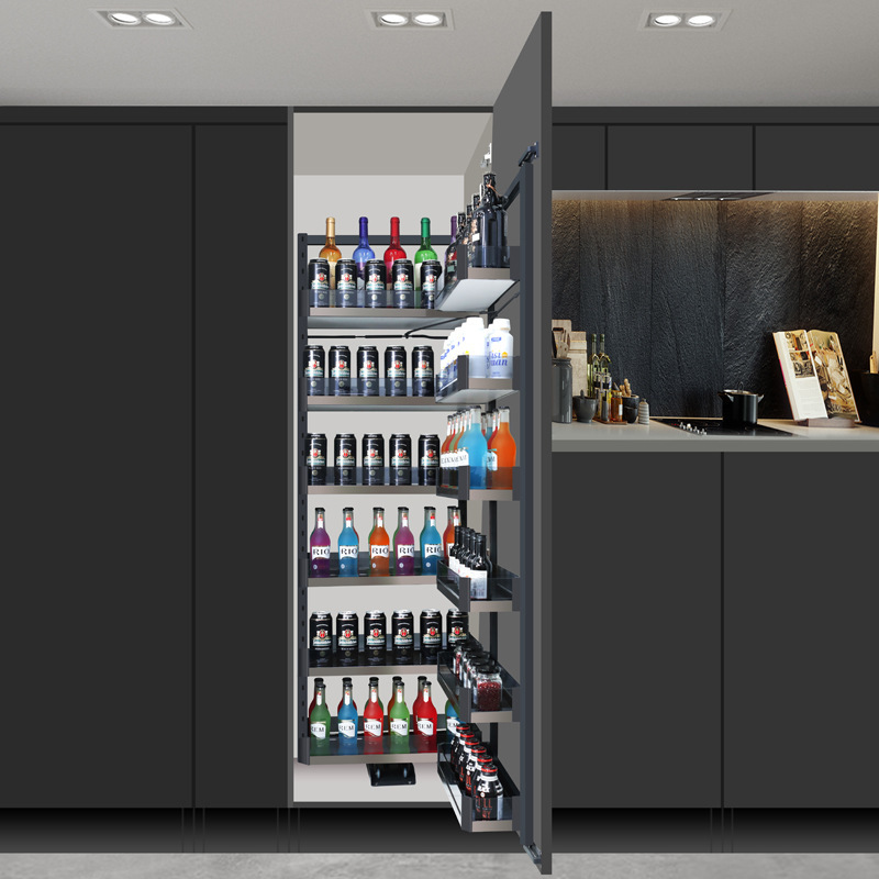 High Cabinet Pull Basket 4-tier Kitchen Open Door Storage Holders & Racks Multi-layer Cabinet Built-in Shelf/ Rack