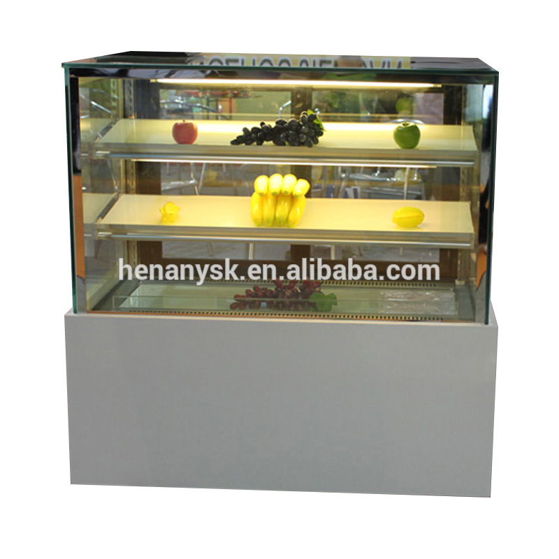 Japanese Style 3 Layers Marble Materials Right Angle Cake Showcase Display Glass Display Showcase Freezer