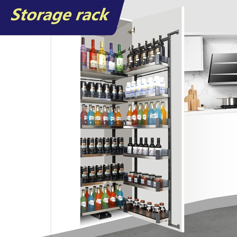 High Cabinet Pull Basket 4-tier Kitchen Open Door Storage Holders & Racks Multi-layer Cabinet Built-in Shelf/ Rack