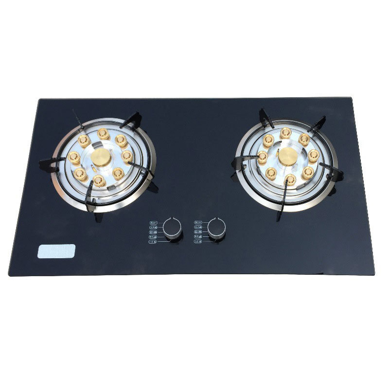 LPG NG Wholesale Household Gas Stove Desktop Embedded Double Stove Cooker Copper Fire Cover Flameout Protection