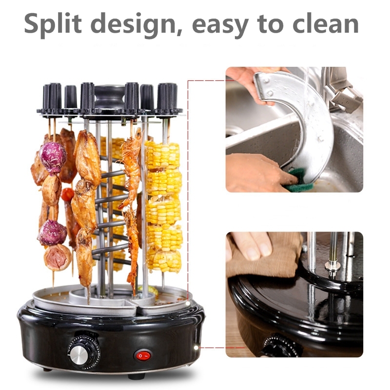 Automatic Timing Rotary Kebab Roaster 360 Household Indoor Smokeless Electric BBQ Barbecue Grill Multi