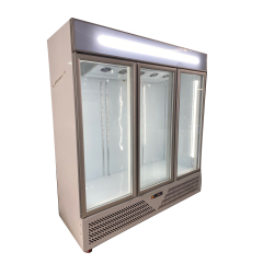 1880mm White / Black 3 Glass Door Commercial Glass Fridge Vertical Chiller Refrigerator Display Drink Showcase fan cooling