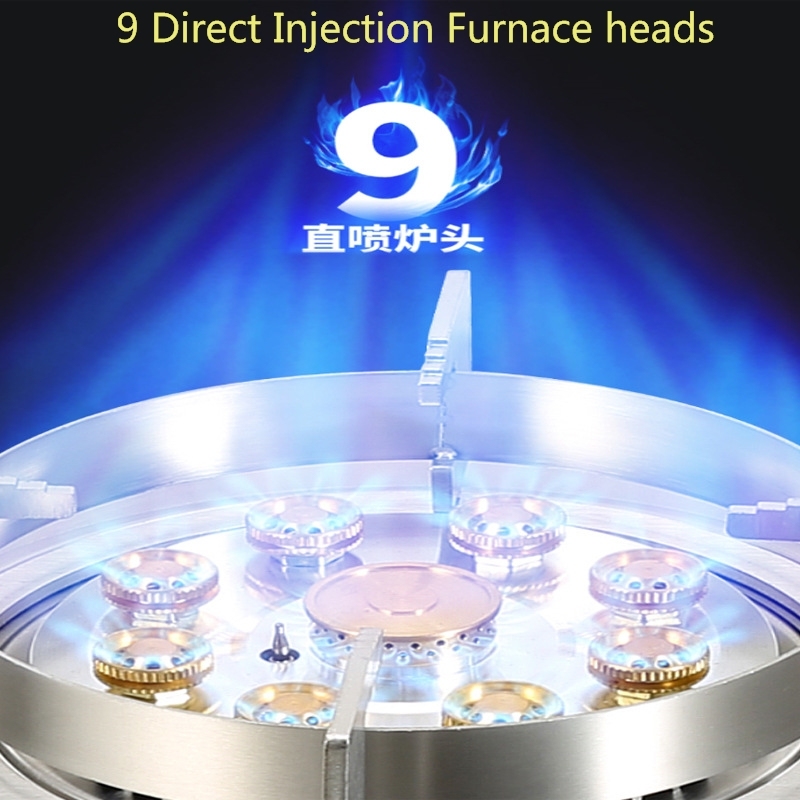 LPG NG Nine Chamber Household Portable Gas Cooker Stove Prices Stainless Steel Fierce Fire Range Platform Inlay Dual Purpose