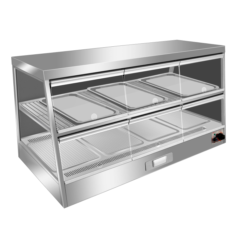 1500mm Commercial Display Showcase Food Warmer Displayer Bread Showcase With 2 Layer 7 Pans