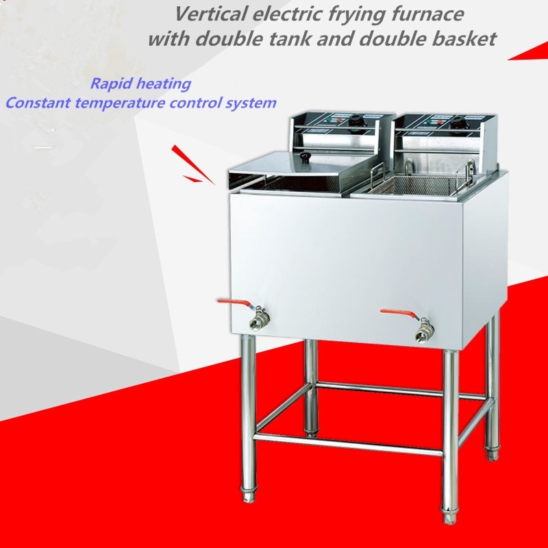Commercial Vertical 27l Large Capacity Electric Fryer Machine 2-tank 2-basket DF-85 Deep Fryers Fried Chicken French Fries