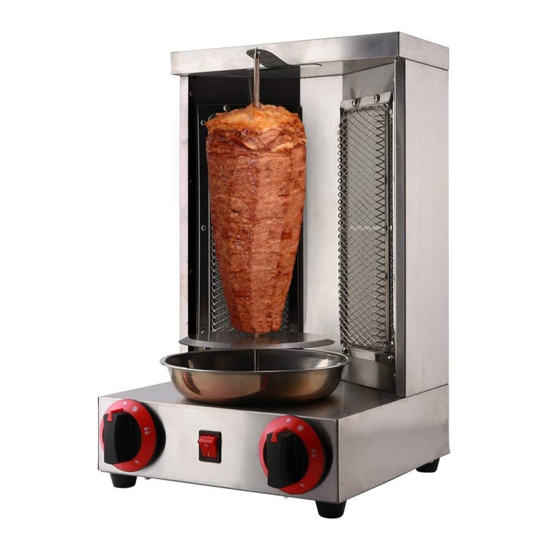Mini Gyro LPG Gas Grill Machine 2 Burners Vertical Broiler Shawarma Doner Kebab Machine Middle easy Roaster oven