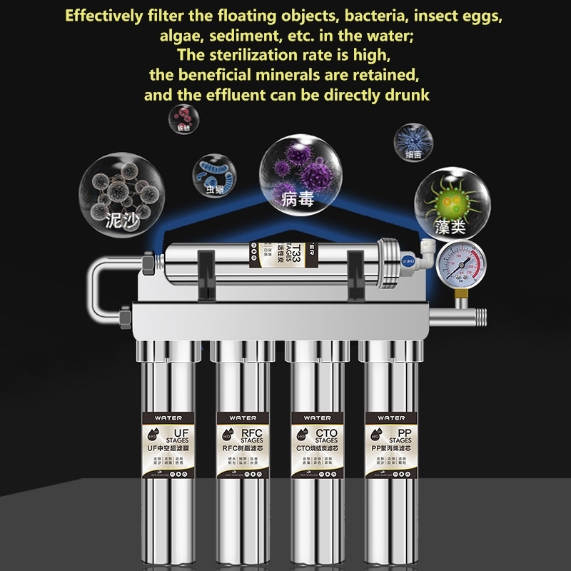 Household 304 Stainless Steel Water Purifier Machine Kitchen Five Stage Ultrafiltration Water Purifier New Faucet Pre Filter