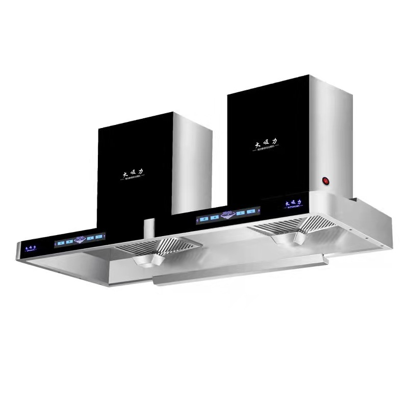 Double Tower High Suction Commercial Range Hoods Automatic Warm Washing Body Sensing Switch Cooker Hood For Kitchen