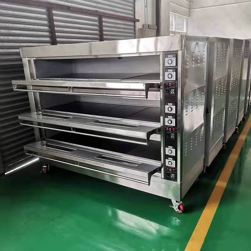 Commercial Stainless Steel Deck Oven With Steam 12-Tray 3 Deck Bakery Oven 2-Tray 1 Deck Gas or Electric