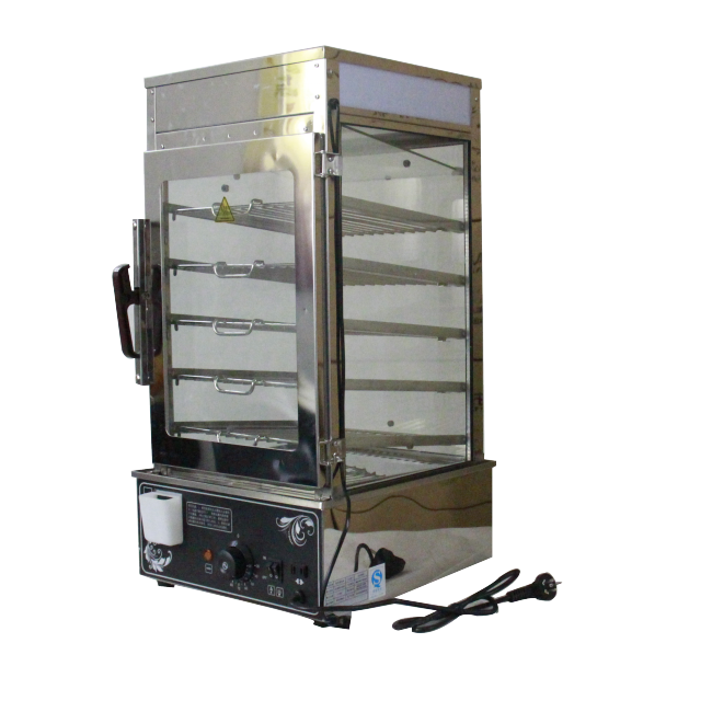 Electric Glass Commercial 6 Layers Display Cabinet Square Steaming Heating Steamed Stuffed Soup Dumpling Steamer Machine