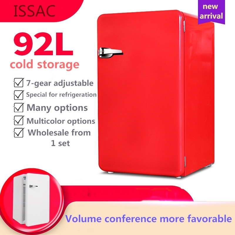 92L Single Door Retro Refrigerator Small Size Fridge Household Student Dormitory Color Circular Door Refrigerator Wine Cabinet