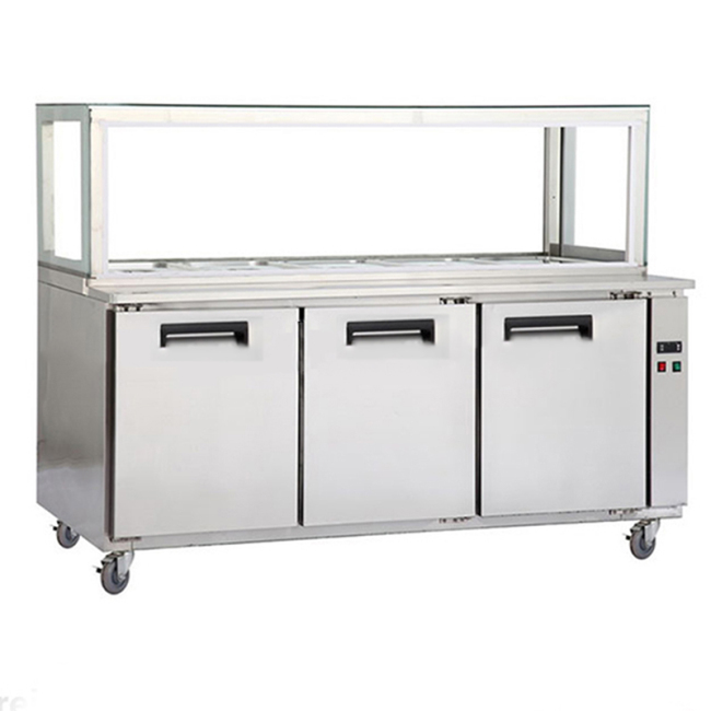 Stainless Steel Pizza Prep Table Refrigerator Refrigerated Pizza Table Restaurant Equipment