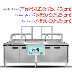 Water Bar Milk Tea Shop Cold Storage Freezing Commercial Kitchen Worktable Horizontal Freezer Drink Machine Tables