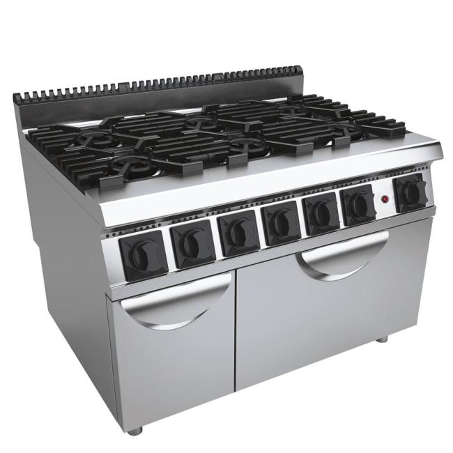 Western Kitchen Machines 6 Burners Gas Cooking Range with Gas Oven Multifunction Cooker Equipment