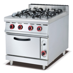 GH-987A Factory Stainless Steel 4-burner Commercial Kitchen Equipment Gas Cooking Range With Gas Oven