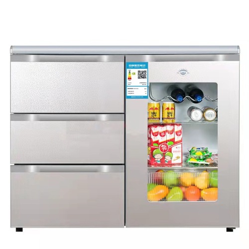 210L  Glass Door Household Horizontal Compact Refrigerators Kitchen Console Drawer Split Door Refrigerator Fridge Equipment
