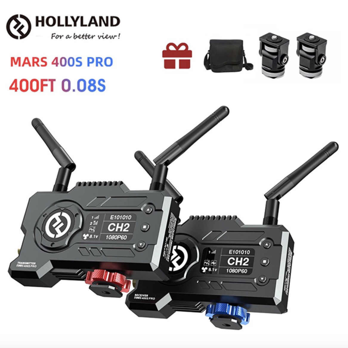 Vloggears Hollyland Mars 400S Pro Wireless Video Transmitter Receiver 400ft SDI HDMI 1080p Wireless Transmission System