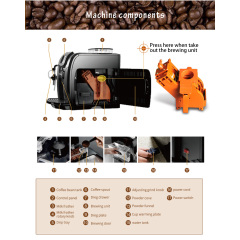 Fully Automatic coffee machine for coffee beans and coffee powder