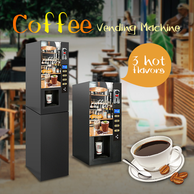DIOSTA Coffee Maker, Smart Commercial Self Coin Payment, 3 Flavor Instant  Hot Coffee Vending Machine Coffeemaker, Automatic Cup Drop System