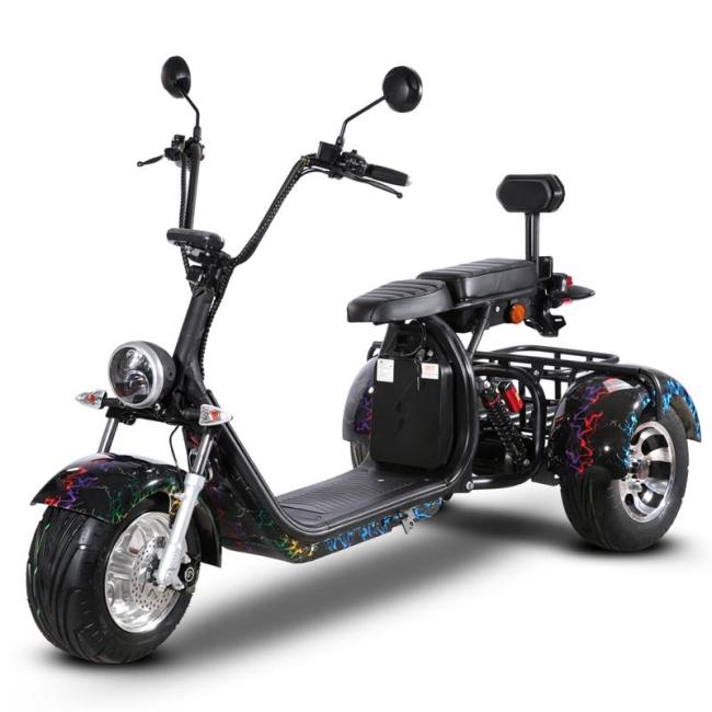Motocicleta eléctrica de 1500W para triciclo de motor eléctrico para adultos con neumáticos de 10 pulgadas, batería de coche de motor, 60v-20ah