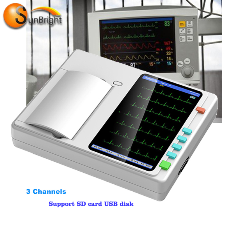Real manufacturer Digital Portable 12 leads PC 3 channel portable ECG machine 12 channel