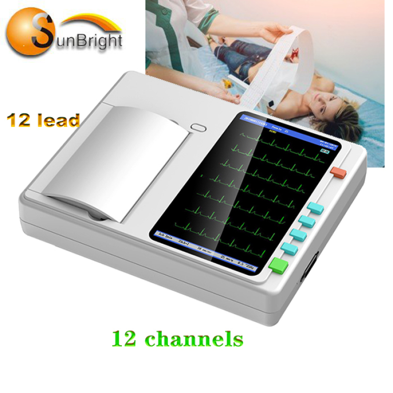 Medical Hospital Electrocardiograph ecg ekg Portable 12 Channel 12 Lead Digital Color Display ECG Machine
