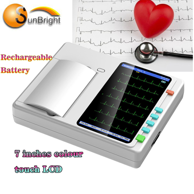 12 Lead 3/6 channel electrocardiograph portable rechargeable battery Electronic ECG Machine