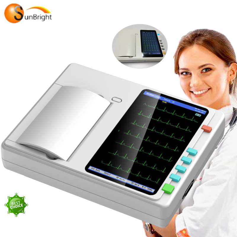 12 lead full digital six channel EKG ECG monitor machine